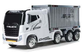 White R/C Four Motor Artic Truck & Trailer - 12V Kids' Electric Ride On